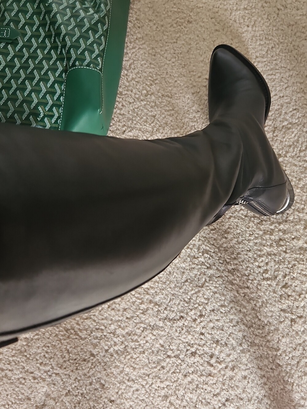 Alexander Wang Black Over-the-Knee Leather Boots Iconic Wedge Heel. Incredible!